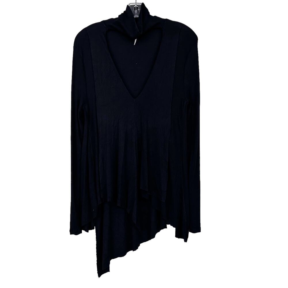 Free People Black Uptown Choker Turtleneck Tunic Sz XS
